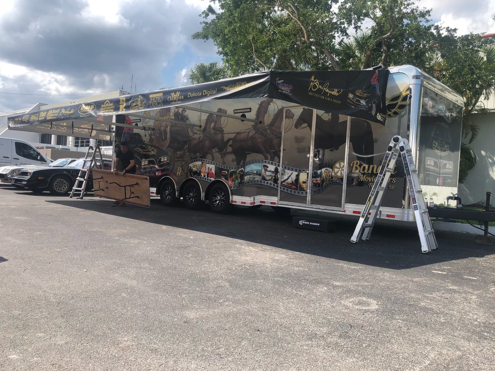 DMP-built Bandit tribute race trailer awning, tied to the Burt Reynolds endorsement
