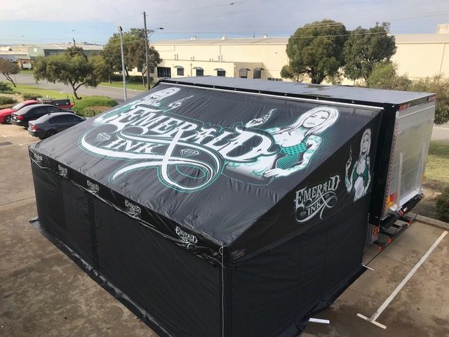 Display trailer awning by DMP Awnings for events and tradeshows
